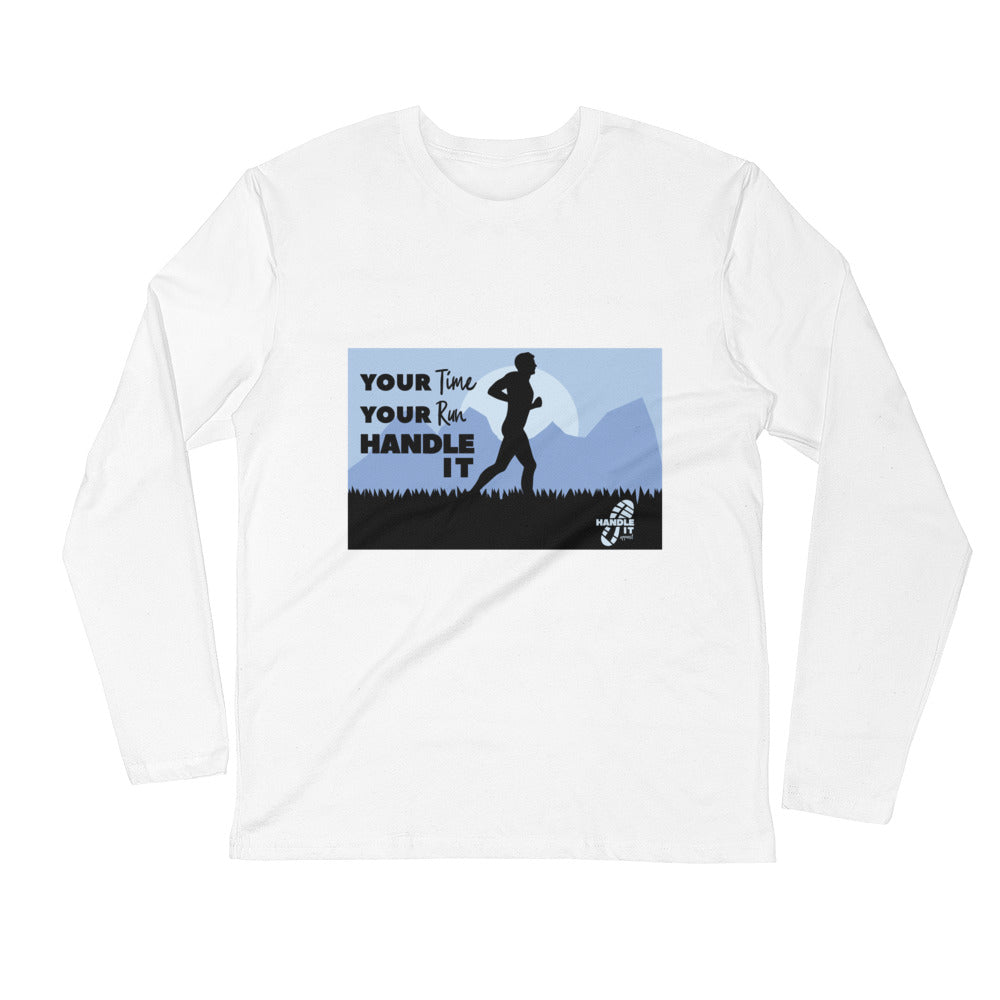 Handle It- Evening Runner  Men’s Apparel Long Sleeve Fitted Crew