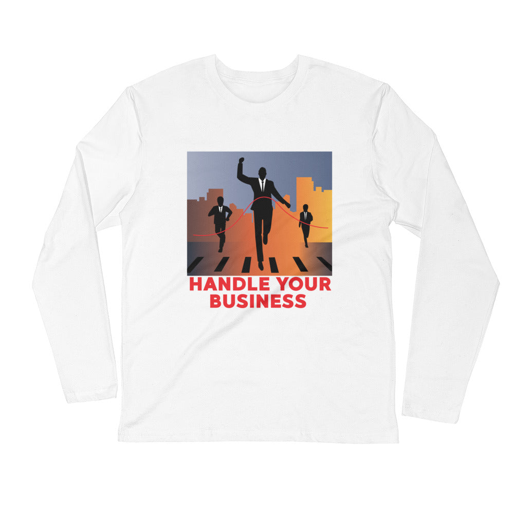 Handle Your Business- Men’s Apparel  Businessman Race Color Long Sleeve Fitted Crew